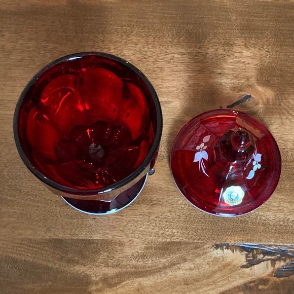 Vintage Westmoreland Glass Colonial Ruby Red Covered Candy Dish - Picture 8 of 11